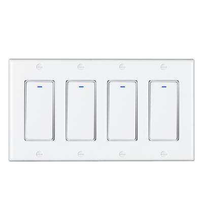 China Touch Screen Alexa Switch Wifi Tuya Smart Home Automation 4 Strip Wall Switch Smart Switch 2021 New Design for sale