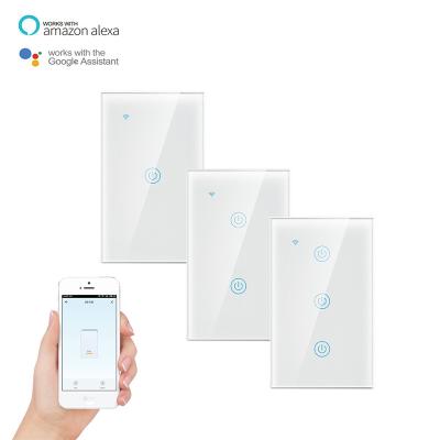 China 2021 Touch Screen Smart Switch Zigbee Wall Touch Remote Switch Without Line 1/2/3 Strip Panel N Glass Lamp Switch for sale