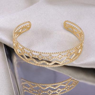 China Custom Jewelry New Women TRENDY Style Gold Filled 2 Color Wave Shape Bracelets for sale