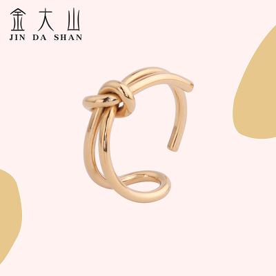 China TRENDY Fashion Simple 18K Gold Jewelry Ladies Daily Wear Unique Knot Stainless Steel Ring for sale