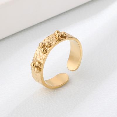 China TRENDY New Arrival Fashion Rings Vintage Shape Special Design 18k Gold Beads Female Rings Jewelry For Women for sale