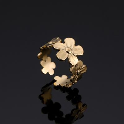 China High Quality Custom Made Cute Engraved Stainless Steel FASHIONABLE Flower Ring For Women for sale