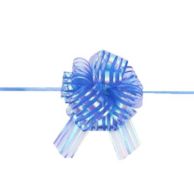 China Competitive price promotion 6inch organza pom pom pull bow pull ribbon bow for gift package or decoration for sale