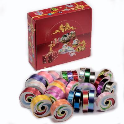 China Wholesale Plastic Roll Christmas Ribbon Wrapping Gift Ribbon Roll For Decoration WD for sale