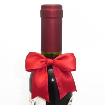 China With Competitive Price Wholesale 4 Inches Solid Color Satin Gift Wrap Ribbon Wine Bottle Pre Tie Bow for sale