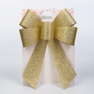 China Cotton Christmas Decoration Bow Tie Glitter Ribbon Flashing Bow Tie For Gift Decoration for sale