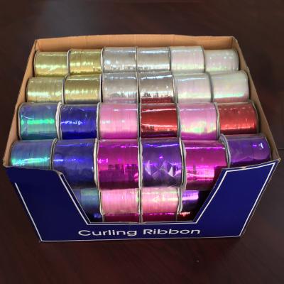 China Wholesale Metal Coil Ribbon Set Gift Wrapping 50y Plastic Curly Ribbon With PDQ for sale