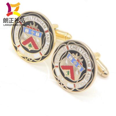 China New Europe Design Enamel Shield Promotional Custom Cufflinks For Men for sale