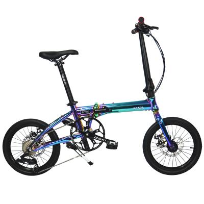 China Aluminum Alloy Kosda 16 Inch Plating Color 8-10 Gear Shift System Brand Road Aluminum Ultra Light Folding Bicycle for sale