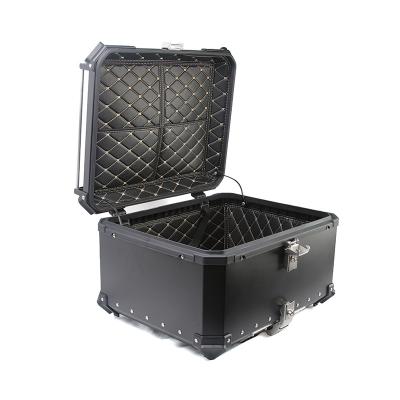 China Hot Selling Large Capacity Case Scooter Metal Motor Luggage 80L Black Motorcycle Trunk Top Tail Box for sale