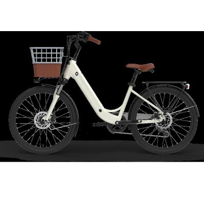 China LC01EZ aluminum alloy fashion bicycle city electric bike for women with rear carrier 36v electric bike for sale