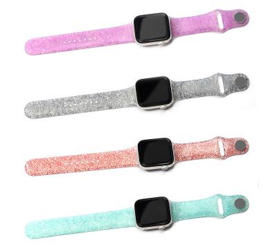 China Fanshion New Transparent Silicone Glitter Waterproof Band For Apple Watch Strap 38mm 40mm 42mm 44mm iWatch Band Series for sale