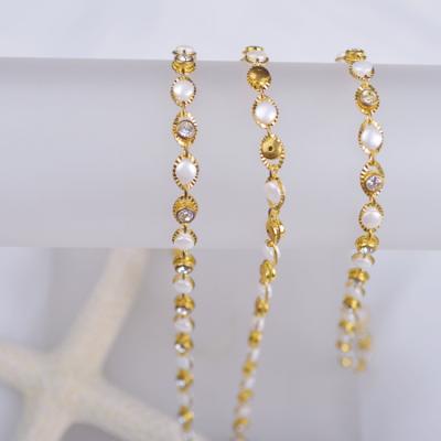 China Wholesale Classic Crystal and Pearl Brass Chain From Jewelry Findings, High Quality 4mm Raw Brass Chain For Bracelet Making Etc. Necklace DIY for sale