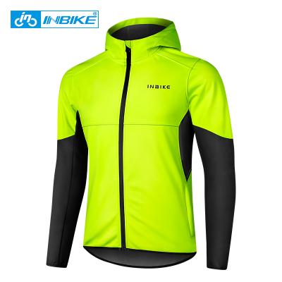 China INBIKE Waterproof Men Winter Sport Softshell Outdoor Thermal Fleece Waterproof MTB Bike Cycling Jacket With Hood WJ605 for sale