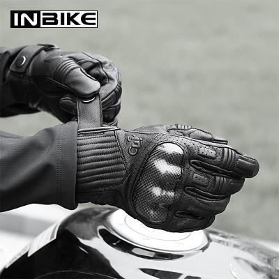 China Carbon Fiber Shell; Common protection; Breathable; INBIKE Touch Screen Carbon Fiber Shell Gloves Leather Full Finger Sensitive Touch Screen Running MTB Bike Motorcycle Gloves IM19820 for sale