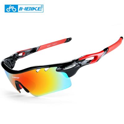 China Blue Lightweight Polarized Anti Cycling One Piece Cycling Glasses 16916P Adjustable Bicycle Glasses Sports Nose Pad INBIKE PC Glasses for sale