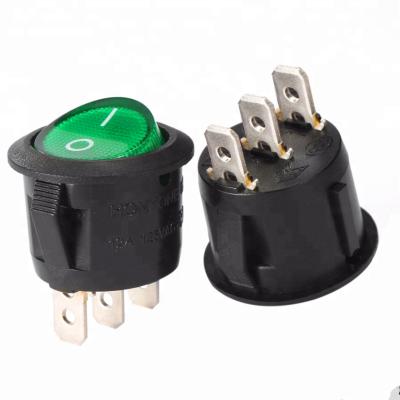 China AC 250V/10A 125V/12A 3 SPST 2 On/Off End Position Entry/Exit Button Round Rocker Rocker Switch for sale