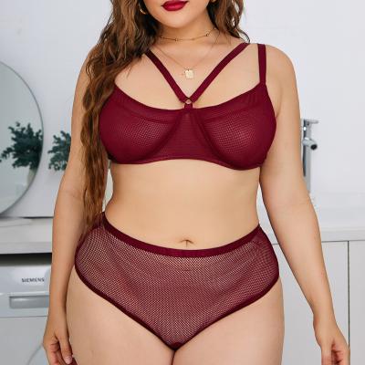 China Sexy lingerie set 2021 plus size European and American women's mesh sexy perspective lingerie sexy costume for sale