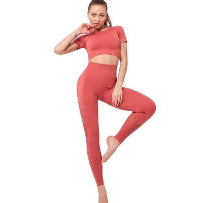 China Breathable Sustainable Eco Friendly Yoga Clothes Jumpsuit Triangle Cutout Sexy Short Sleeve Knit Plus Size Mermaid for sale