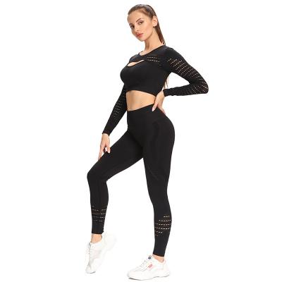 China Dropshipping Yoga Wear 2Pcs Yoga Set Fitness Gym Clothing Set Breathable Women Seamless Sportswear Female Active Yoga Clothes For Women Set for sale