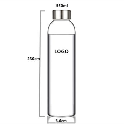 China 550ML Borosilicate Glass Sustainable High Quality Clear Water Bottle Of Drinks With Metal Lid for sale