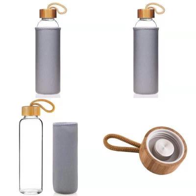 China High Quality Sustainable No Minimum Water Bottles Heat Resistant Unbreakable Glass Water Bottle With Bamboo Lid for sale