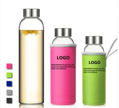 China Sustainable High Quality Heat Resistant Leakproof Drinking Bottle Glass Water Bottle Transparent Eco - Friendly for sale