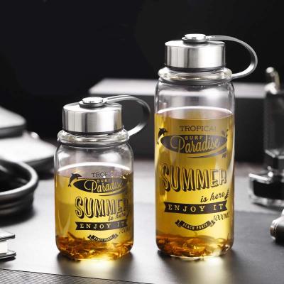 China Hot Selling Viable Leak Proof Milk Bottle Borosilicate Glass Drinking Glass With Tea Infuser for sale