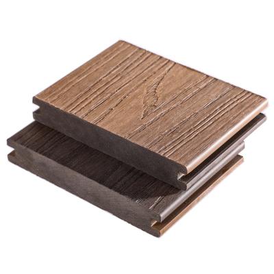 China Exterior Wood Deck Panels Texture Plastic Composite Wood Flooring Skin - Friendly Durable for sale