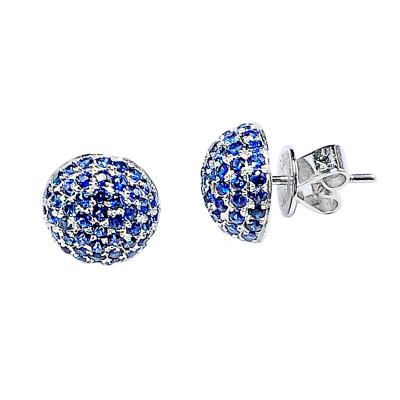 China Fashion Luxury Custom 18k Blue Sapphire Earrings Designer Elegant Studs Vintage Blue Earring Pierced for sale