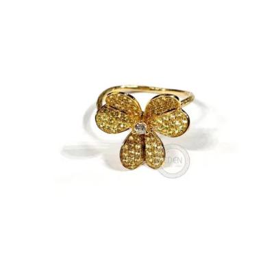 China Vintage 18k Gold Floral Design Ring Beautifully Designed Fashion Luxury Full Color Ring for sale