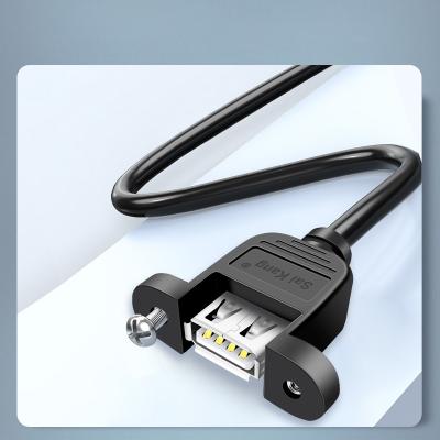 China Mobile Phone Usb 2.0 Type A Male To A Female Extension Cable Connector With Screw Panel Moun for sale