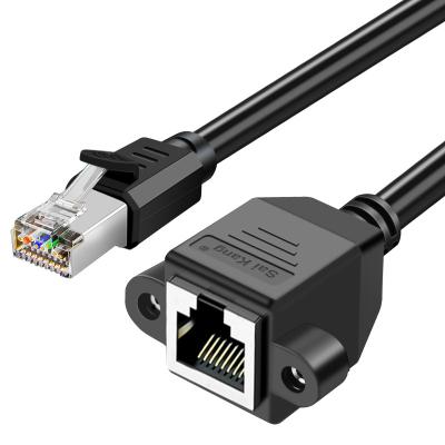 China Ethernet Internet Network Lan Rj 45 Male To Female Extension Cable New Black Cat6a for sale