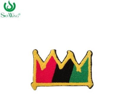 China Other Crown Chenille Embroidered Patches Stick On Hoodies for sale