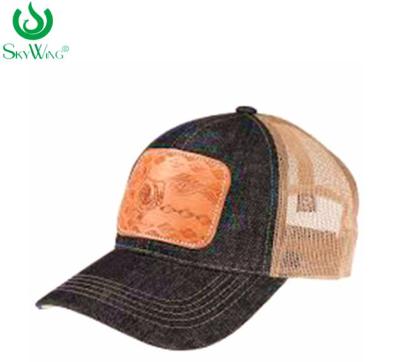 China Waterproof Custom All Over Print Sport Hats With Leather Patch for sale