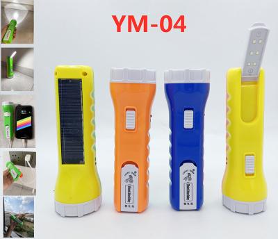 China 2022 Emergency Lucky Tiger Multifunctional USB Solar Rechargeable Lithium Battery Flashlight YM-04 for sale