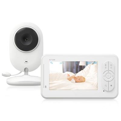 China Smart Music Player Night Vision 4.3 Inch Screen Room Temperature Video Baby Monitor With Camera And Audio for sale