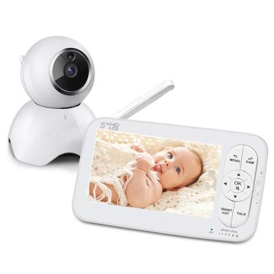 China New 5 inch PAN-TILT LCD 720P PTZ nanny cameraTemperature detection night vision lullaby audio baby video monitor for sale