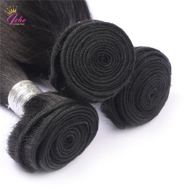 China Wholesale cheap hairt colored #1 jet black remy hair bundles ISHE silky straight 100%virgin straight hair for sale