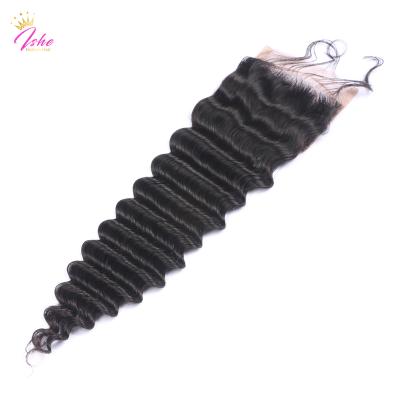 China ISHE 100% Deep Wave Peruvian Virgin Hair Accept Sample Order Raw Brazilian Deep Wave Hair Cuticle Aligned Hair Weft for sale