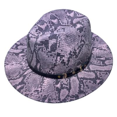 China 2021 New Snakeskin Wholesale Jazz Womens Fedora Hat Vintage Fedora Hat Big Brim British Image Travel for sale