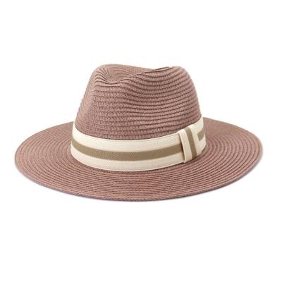 China Fashion Breathable Women Overflow Fedora Beach Hat Classical Panama Fedora Straw Bun Hat for sale