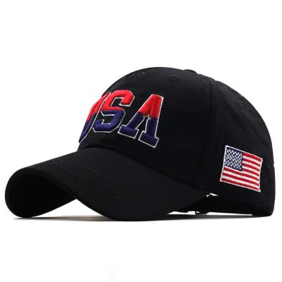 China Letter Embroidery JOINT Baseball Caps With American Flag Mesh Hat 6 Panel Cotton Baseball Cap Unisex for sale