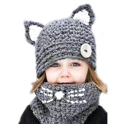 China Cute Picture Fashion Winter Warm Baby Knitted Hat Woolen Scarf And Baby Animal Hat for sale