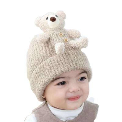 China Korean Image Baby Knitted Hat Cartoon Bear Baby Hats 2021 New for sale