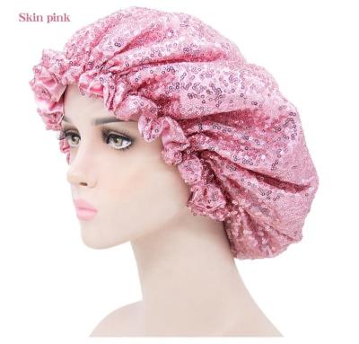 China Picture Fashion Women Satin Double Extended Lace Cowl With Bling Night Sleep Head Coverings Hair Accessories for sale