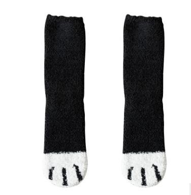 China Wholesale Anti-skid Fleece Socks Tube Socks Female Cat Claws Cute Thick Warm Funny Sleep Floor Socks for sale