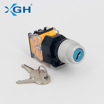 China LA38 series 2 plastic position latching push button switch with key for sale