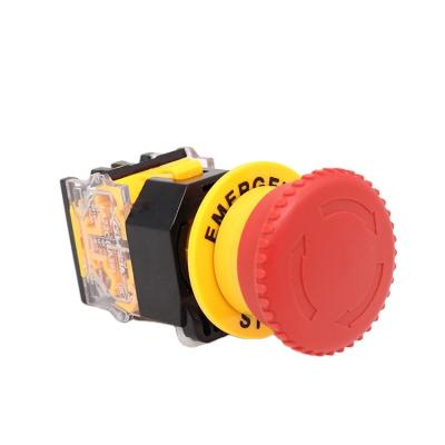 China Rmall Circle Control LA38-11ZS 22MM Yellow Bottom Red Emergency Stop Main Button With Stop Sign for sale