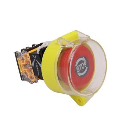 China 22MM Transparent Cover Button Protective Box Emergency Stop Button Cover Device Yellow Bottom Accessories for sale